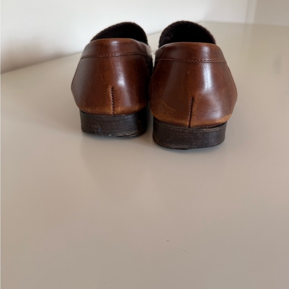 Bragano Mens Leather Woven Slip On Loafers Brown Weave Italy Rubber Sole Sz 9.5 - Picture 6 of 7